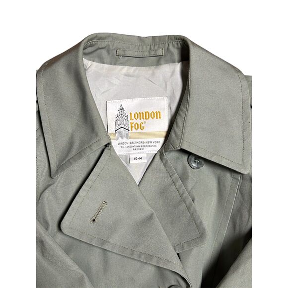 LONDON FOG, Women's Trench Coat, Gray/Green, Size 10 (Medium), Used - Picture 3 of 6